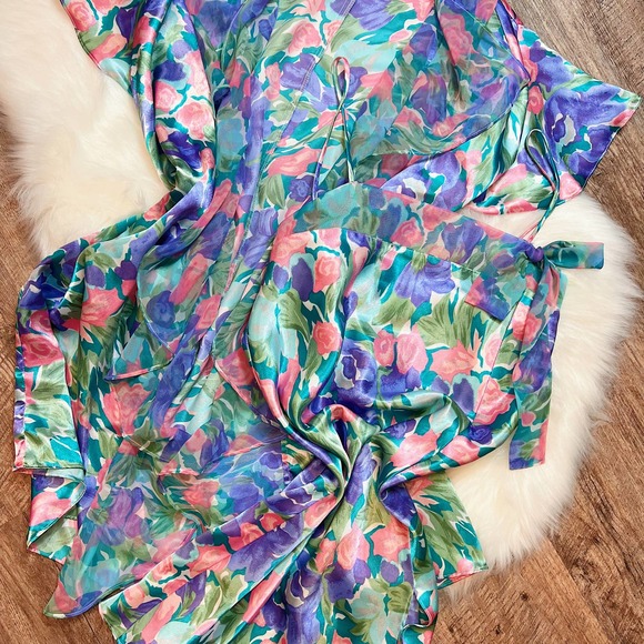 Victoria's Secret Vintage Gold Label Floral Peignoir Set Robe & Slip - Size M - Picture 4 of 5